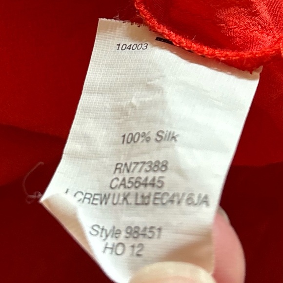 J. Crew Vibrant Poppy 100% Silk Button-Down Collared Pocket Front Shirt, Size XS - Picture 7 of 8